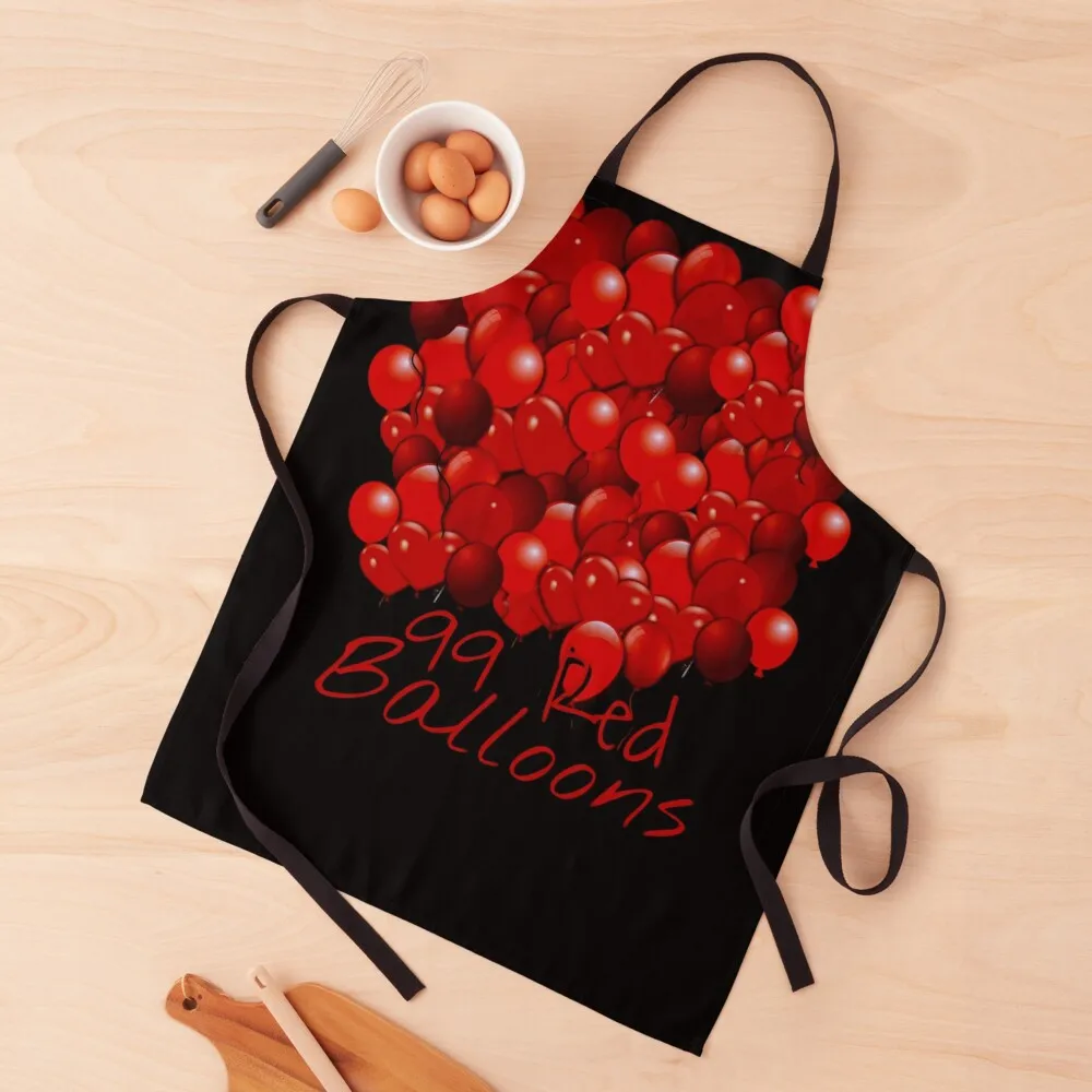 99 Red Balloons Art Apron Hairdressing Hairdresser Accessories Kitchen And Home Items Chef Uniform Woman kitchen utensil Apron