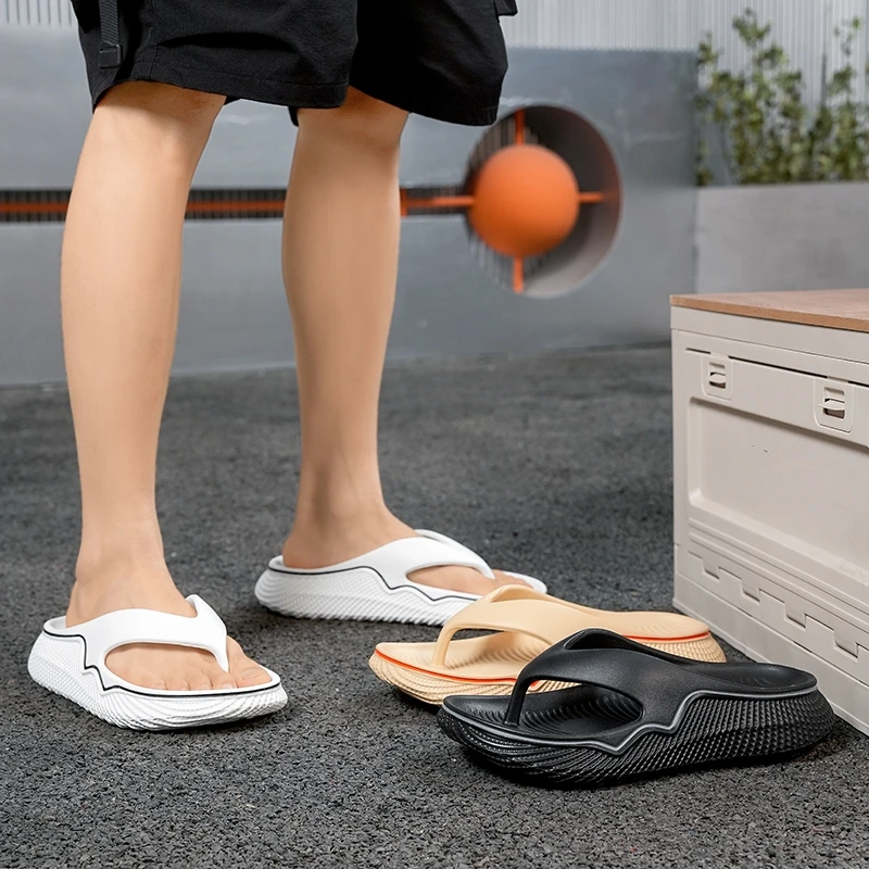 Sommer-Herren-Hausschuhe, weiche Flip-Flops für drinnen und draußen, bequeme Slides, Freizeitschuhe, Herren-Strandsandalen, Herren-Hausschuhe – Detail 2