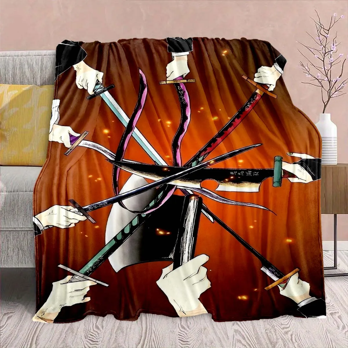 Demon Slayer Anime Flannel Blanket - Soft Warm Perfect for Sofa, Bedding Camping Travel Office Home Decor -QJY