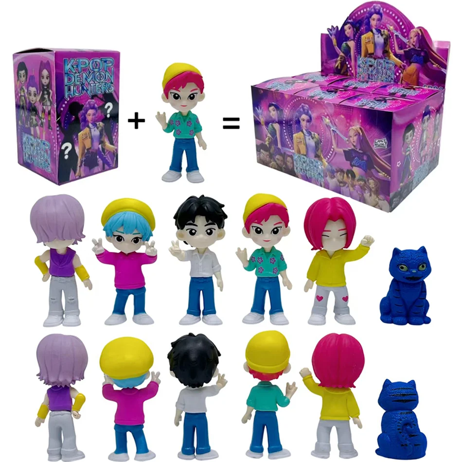 6pcs Kpop Demon Hunters blind box Figure Toy Derpys Tiger Rumi Mira Zoey Sussy Figurine Doll For Fans Christmas birthday Gift