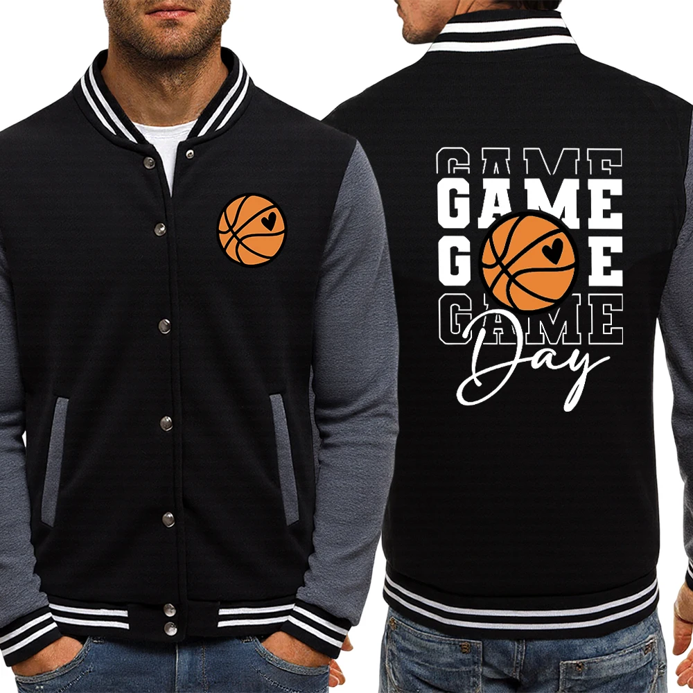 

Game Day With Basketball Print Man Sportswear O-Neck Multicolor Tracksuit Comfortable Basic Jacketstreet Casual Male Clothing
