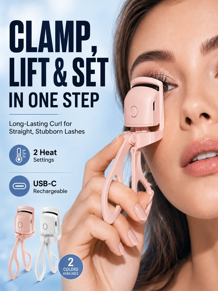 Electric Lash Curler for Women USB Rechargeable Heated Eyelash Styling Device Portable Beauty Tool for Eye Makeup