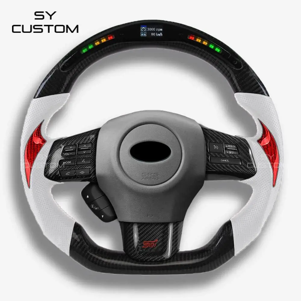 Real Carbon Fiber LED Display Shift Lights Steering Wheel Fit for Subaru WRX STI 2015-2020 Car Steering Wheel