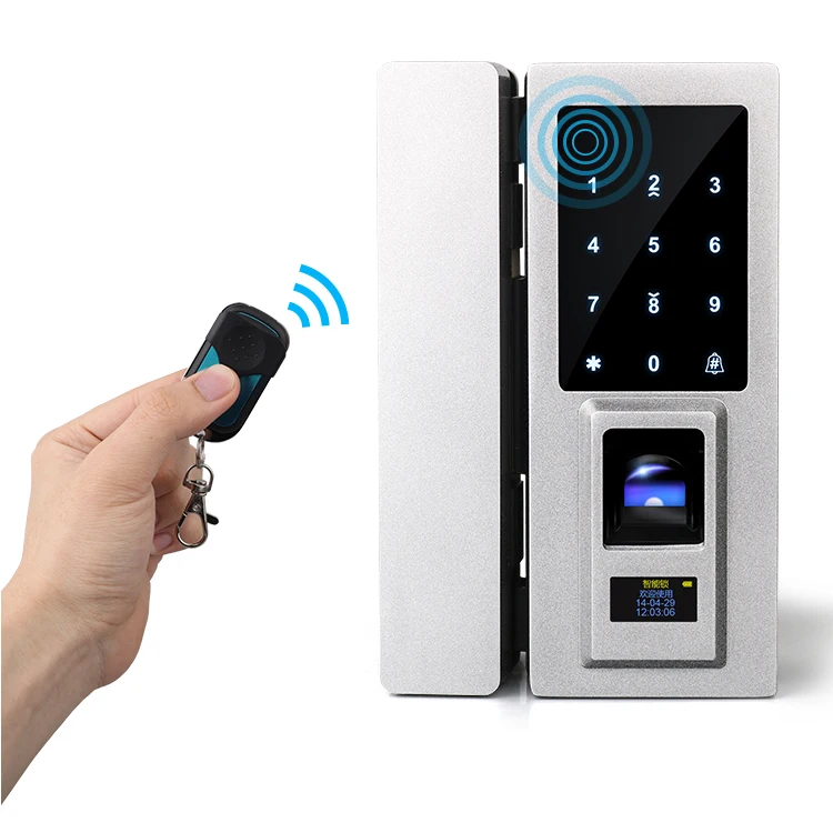 Remote Control Fingerprint Glass Door Magnetic Lock With Cards And Password