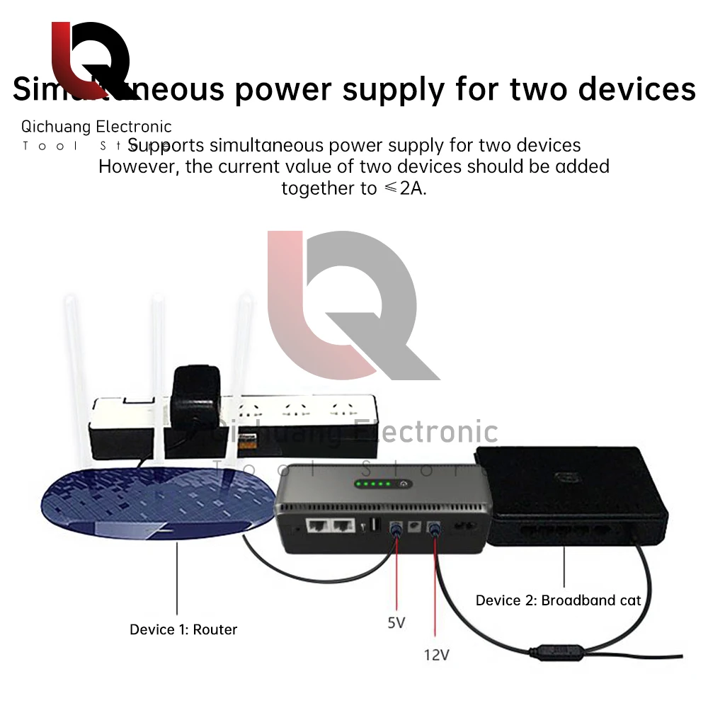 UPS Battery Backup 8800mah 10400mAh 5V 9V 12V 2A 15V 24V Uninterruptible Power Supply Router Upgrade Type-c Interface 50-60Hz