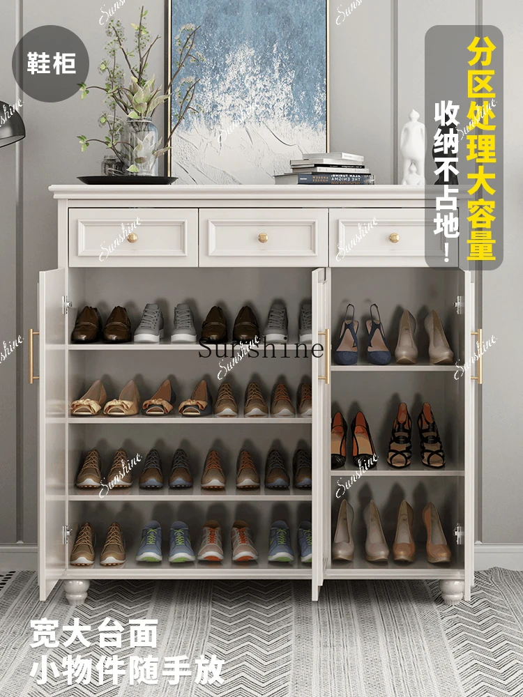 

Light luxury shoe cabinet Solid wood household door porch cabinet Large capacity Modern simplicity FT