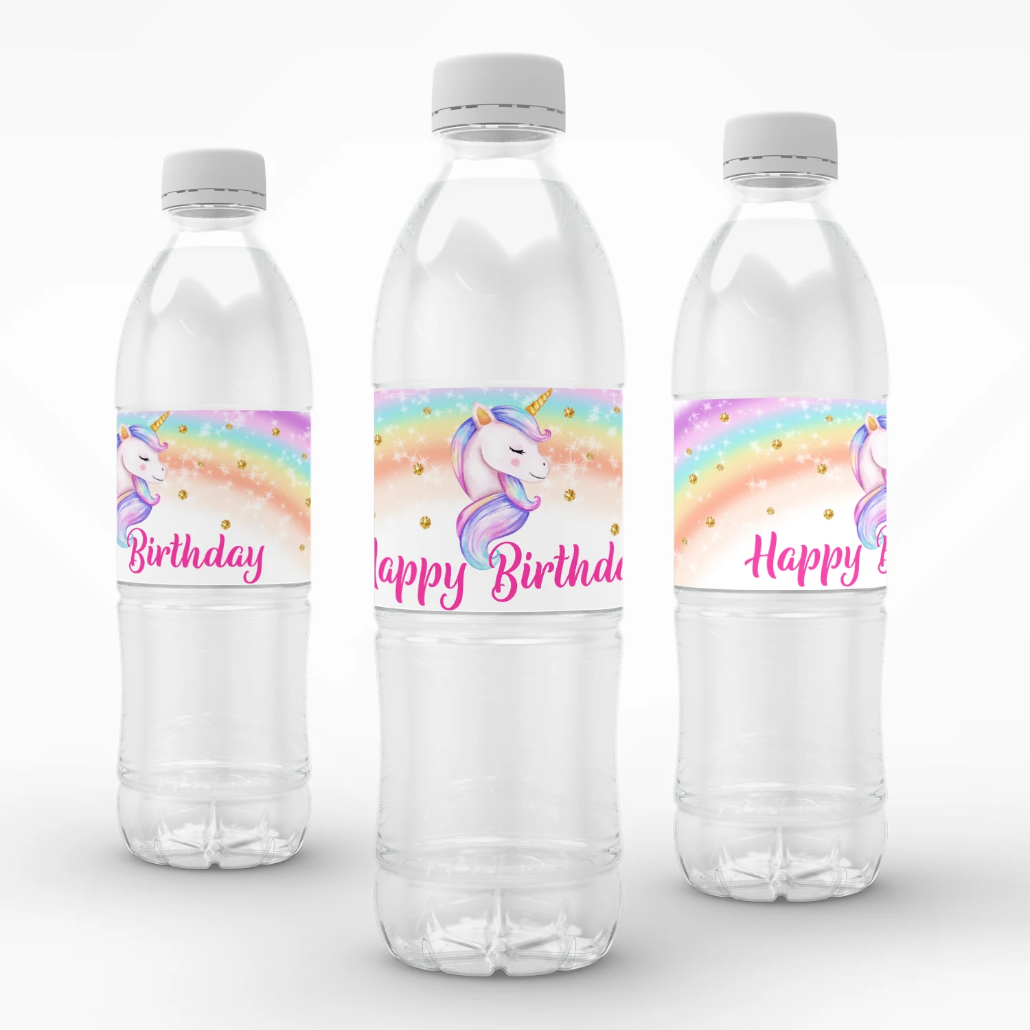 Unicorn Water Bottle Labels Birthday Labels Stickers Kids Birthday Party Unicorn Baby Shower Pink & Gold Unicorn Glitter Unicorn