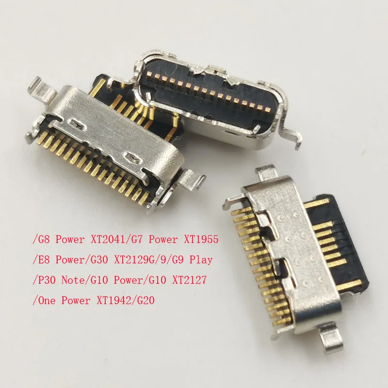 Conector de carga tipo C, conector USB para Motorola Moto G30 G8 G7 E8 G10 One Power G20 G9 Play P30 Note, 10-200 Uds.