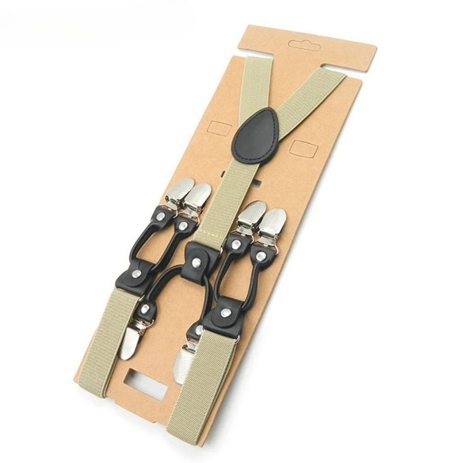 bretelle-unisex-elastiche-a-y-con-6-clip-stile-vintage-colore-kaki-e-rosso-borgogna