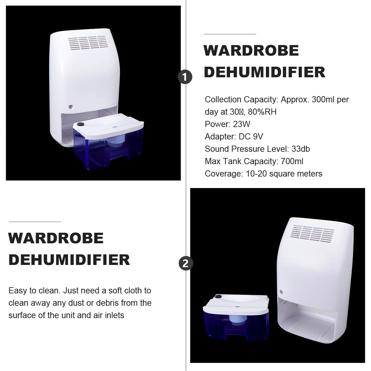 

Compact Portable Clothes Dryer Mini Dehumidifier ABS Material Auto Shut Off for Wardrobe Bedroom Kitchen Closet