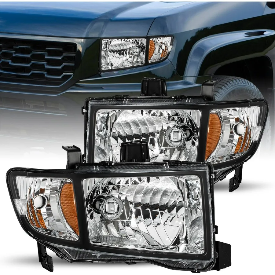 

Headlight Assembly Pair for 2006-2014 Honda Ridgeline [Halogen Type] OE-Style Headlamp Replacement HO2502128, HO2503128,LH+RH
