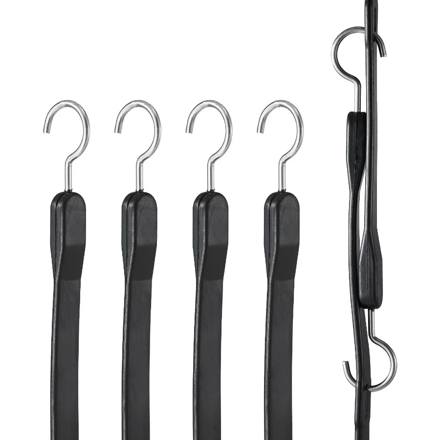 

4 Pcs Flat Bungee Cord Set 20 mm Heavy Duty Bungee Straps with SHook 40