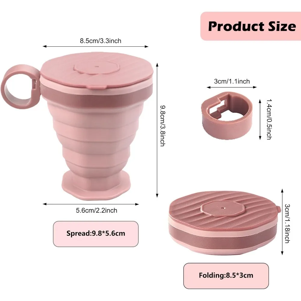 Plastic Portable Folding Cup, Reusable Silicone Coffee Cup, Portable Cup Set, Suitable for Camping and Hiking Easy To Clean