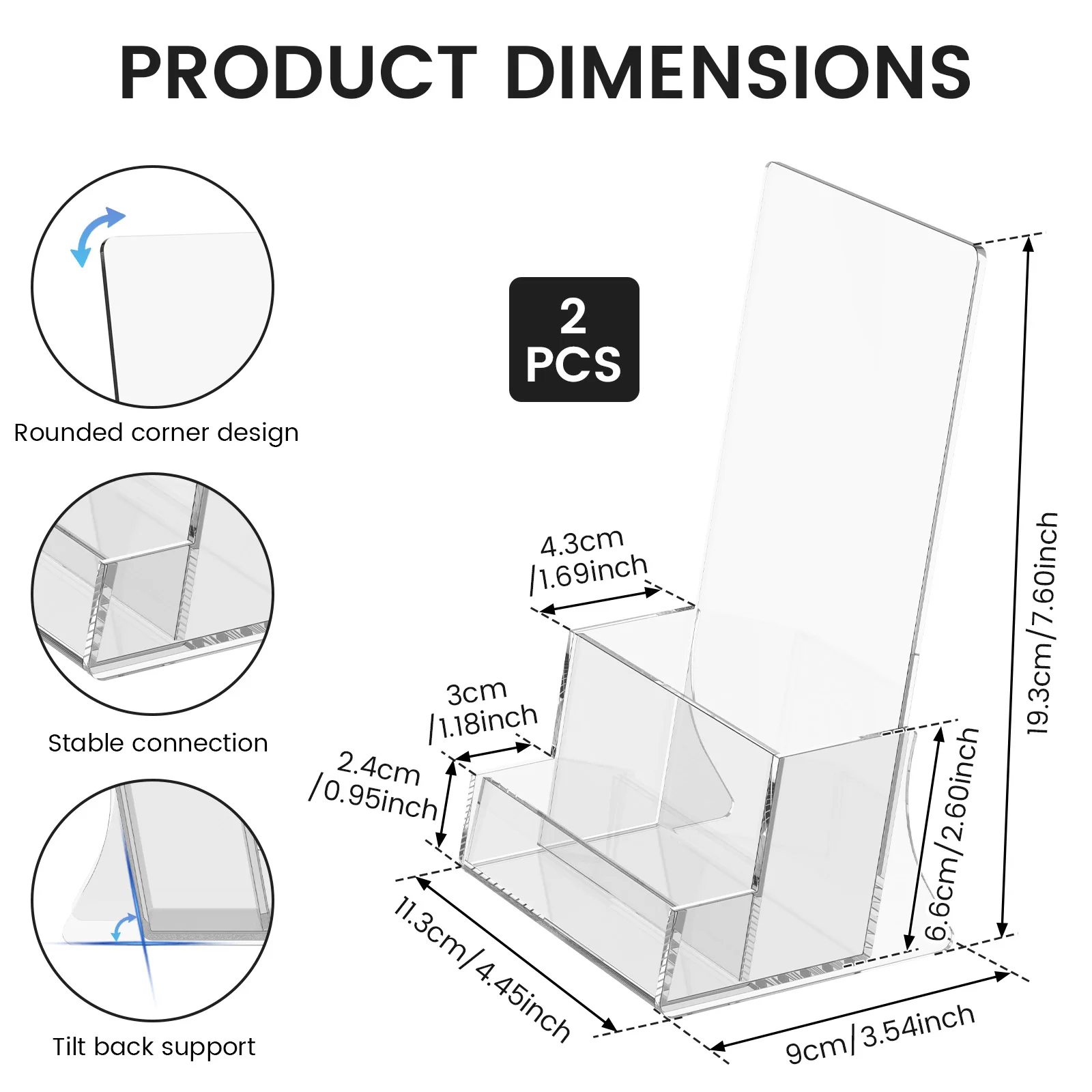 2 Pcs Acrylic Brochure Holder 4.45