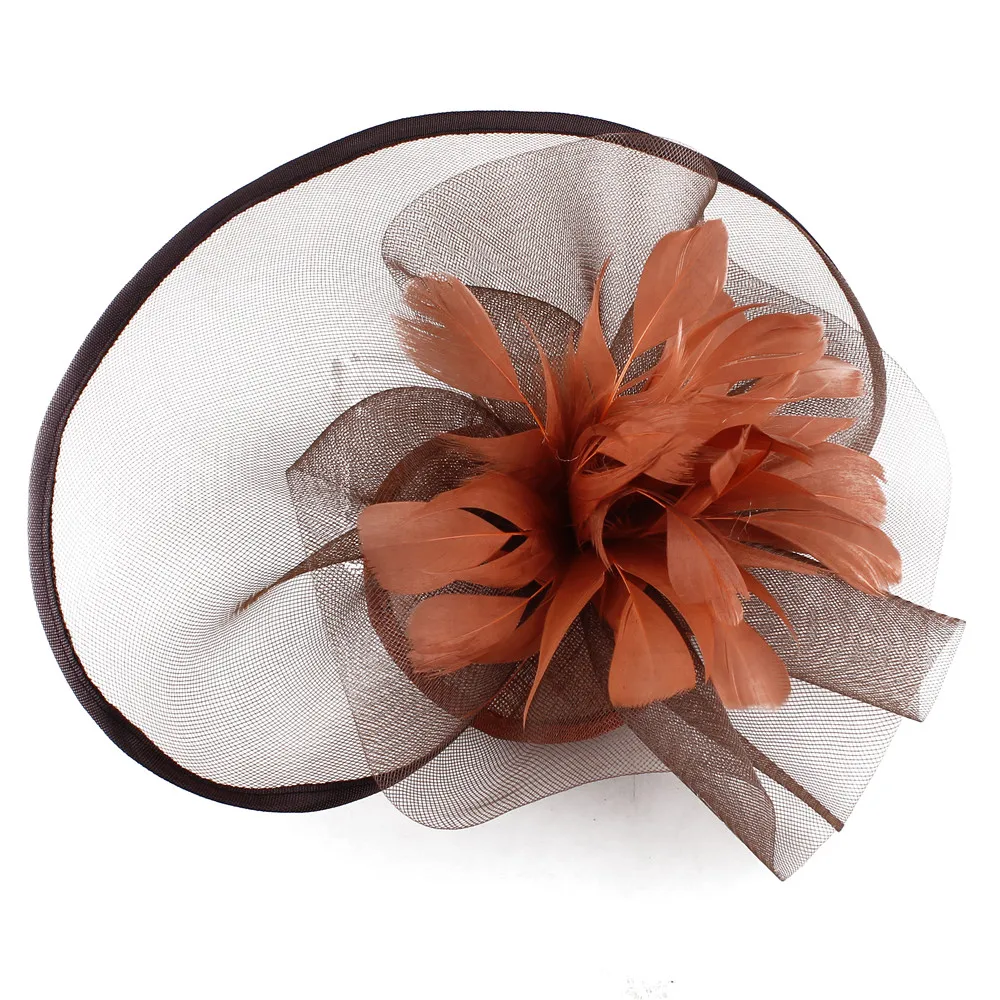 Yellow Millinery Cocktail Fascinator Hat Foral Linen Derby Event Hair Accessories Women Flower Wedding Headband High Quality