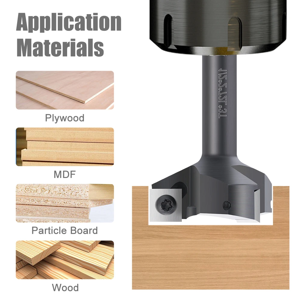 Punta per pialla in legno HAMPTON 3Flute 1/2 Shank CNC rozzboard surface Router Bit 2 diametro inserto piastra in metallo duro appiattimento fresa