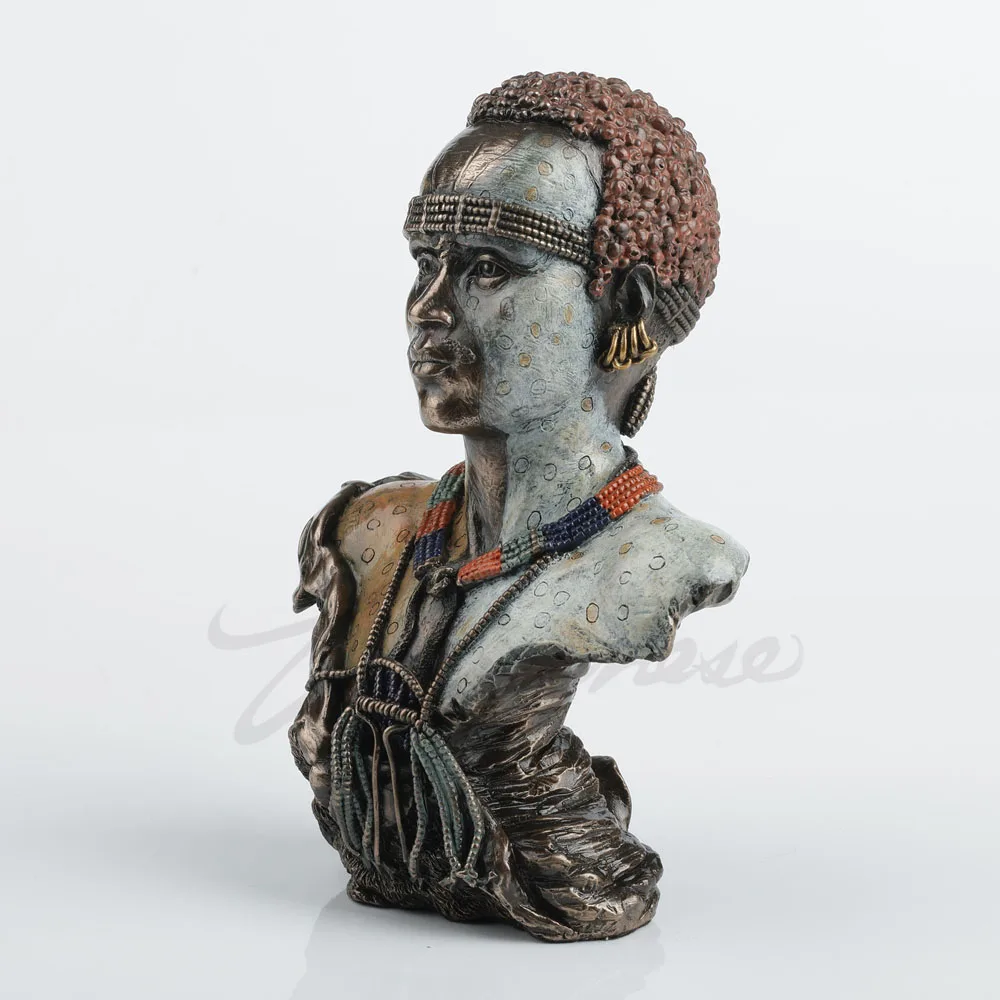 Cairo Man Bust Statue Egyptian Cairo Tribal Male Head Sculpture African Culture Home Desktop Art Collectible Decoration Gift