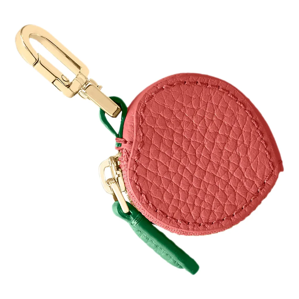 

Mini Wallet Keychain Peach Realistic Coin Purse Keychain Cute Mini Pouch for Keys Coins Access Cards Stylish Fruit Charm