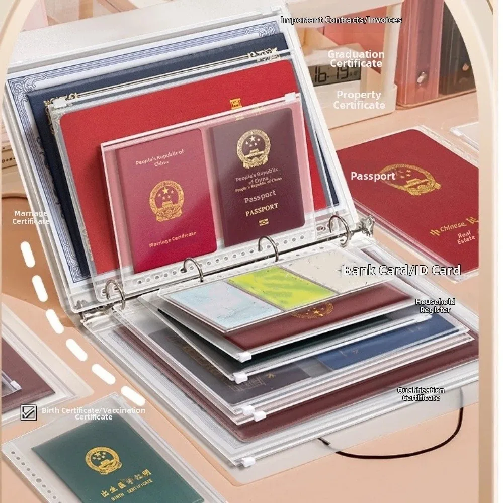 Practical 7-in-1 Document Storage Bag Waterproof Loose-leaf File Binder Dustproof A4/A5/B5 Zip File Bag Home Storage