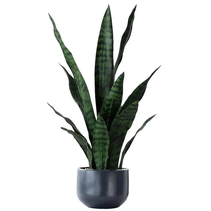 

Artificial Plants Sansevieria Snake Plant with Black Plastic Planter Greenery Perfect Faux Agave Fake Plants in Pot for Home Off
