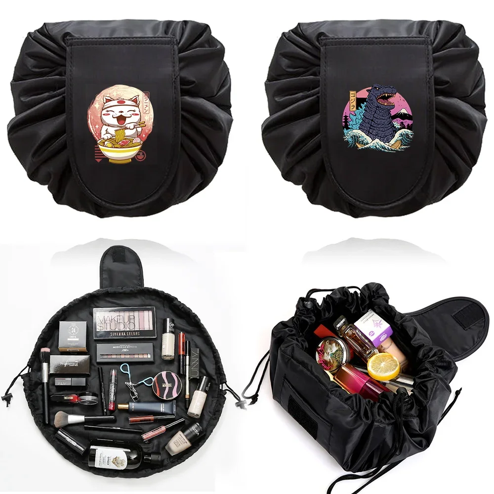 

Ladies' Drawstring Makeup Bag Cartoon Cat Print Travel Makeup Bag Storage Bag Toiletries Beauty Set Storage Lazy Makeup Box