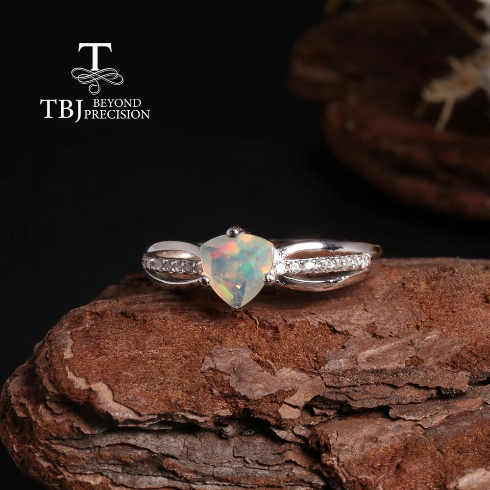 October Birthstone Mysterious beautiful natural multi-colored Opal Ring S925 silver elegant exquisite gift for women and girls