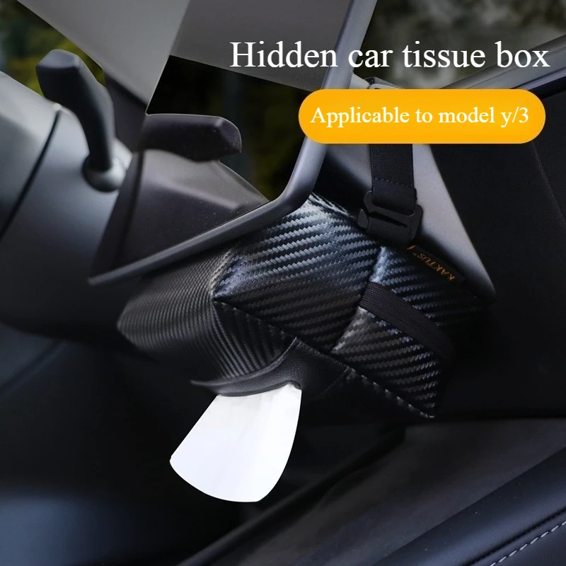 

New Car Tissue Box Suitable for Tesla Model Y/3 New Version Interior Hidden Paper Box Hanging