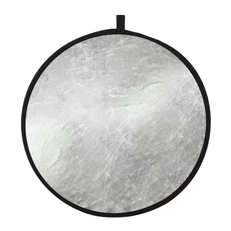Refletor de fotografia redondo de 110 cm prata branco 2 em 1 suporte refletor reflexão