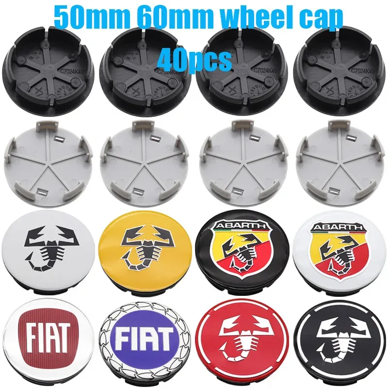 

40pcs 50mm 60mm logo car emblem Wheel Center Hub Cap auto Rim refit dust-proof badge covers emblem styling accessories For 500
