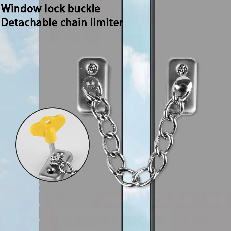 Detachable Door Chain Limiter Stainless Steel Window Lock Buckle Child Safety Anti-theft Lock Multi-Function No Punch/Punch Lock