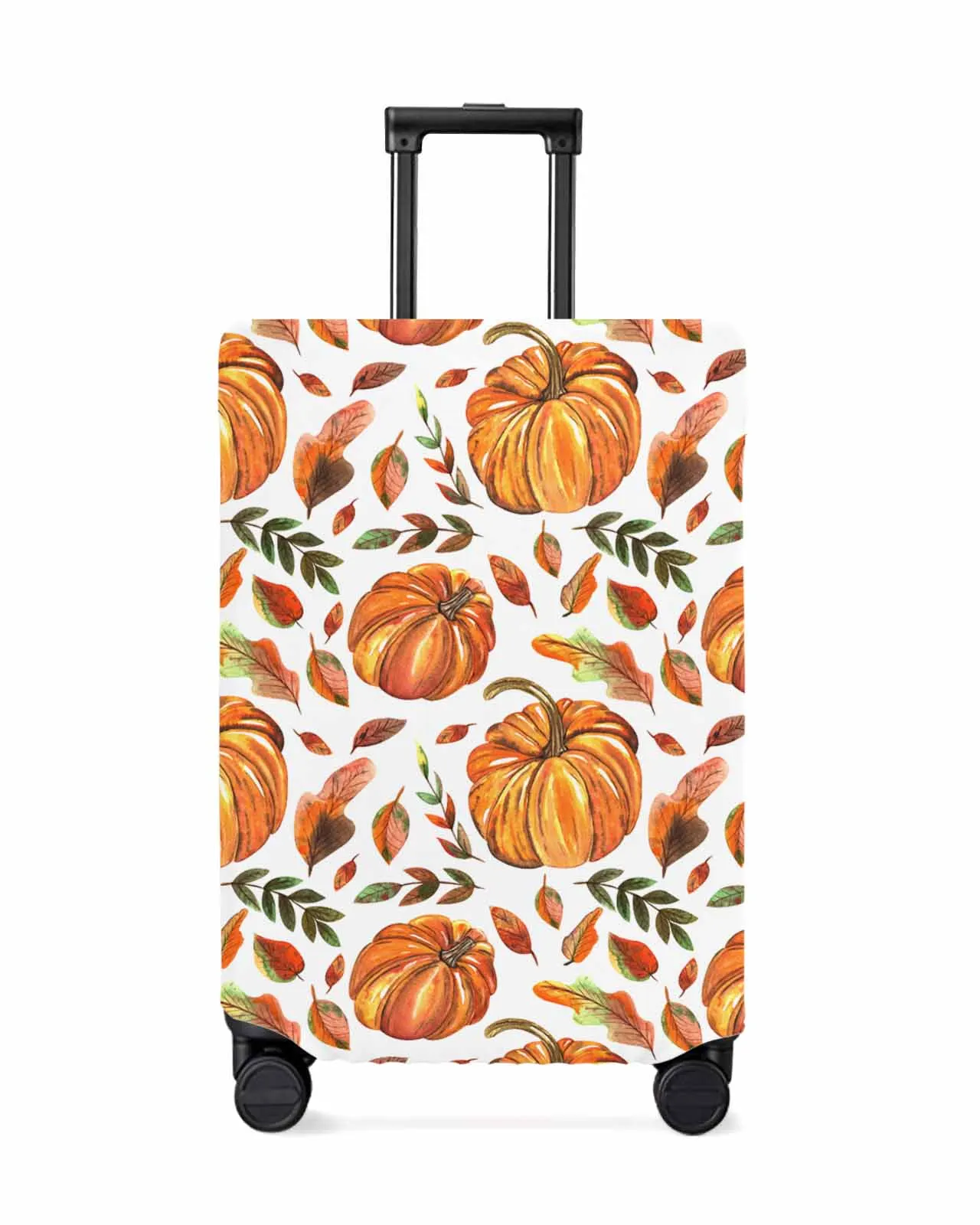 

Autumn Thanksgiving Orange Pumpkin Leaves Stretch Suitcase Protector Baggage Dust Case Cover For 18-32 Inch Travel