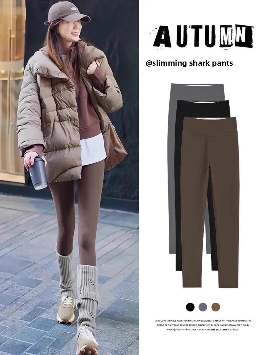

Caramel Fce Lined ark Skin Yoga Pants High Waist Thiened Camel Wool Women's Autumn Winter Outerwear New 2025 Sle