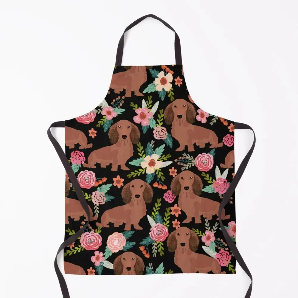 

Dachshund Dogs with flowers Apron waterproof for women japanese style Hairdresser Women's Home Clothes Apron