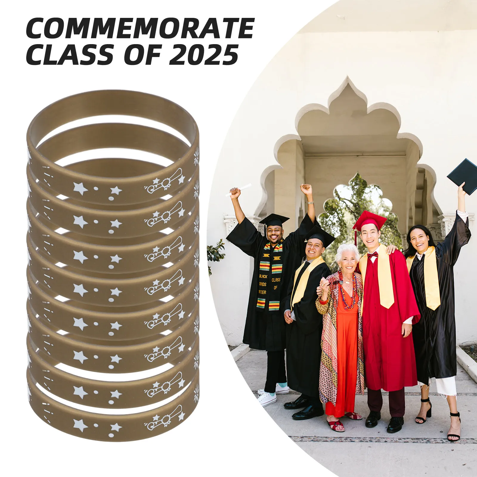Graduation Wristbands Class of 2025 24 Pack Silicone Bracelets Bulk Grad Party Favors for Students