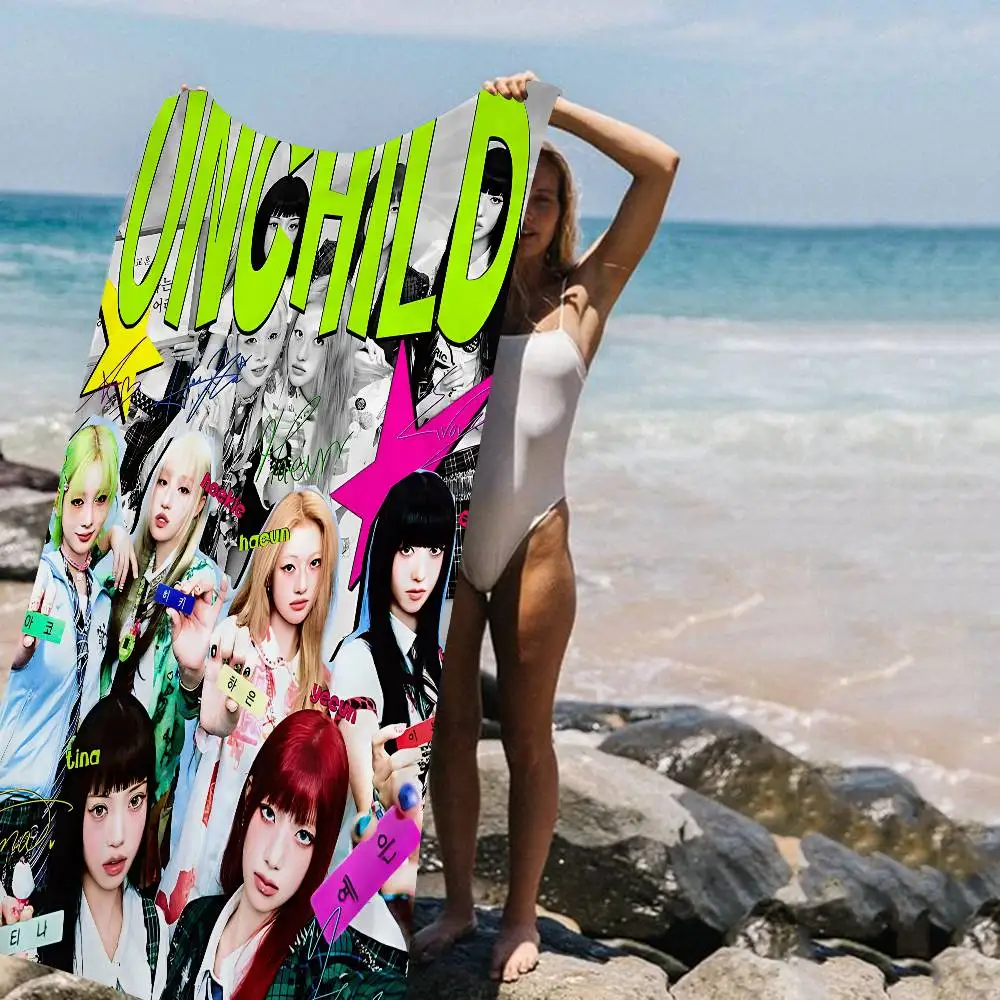 Girl group U-Unchild Anime Beach Swimming Towel Soft Absorbent Washcloth Children's Gifts for Kids Travel Camping Gym