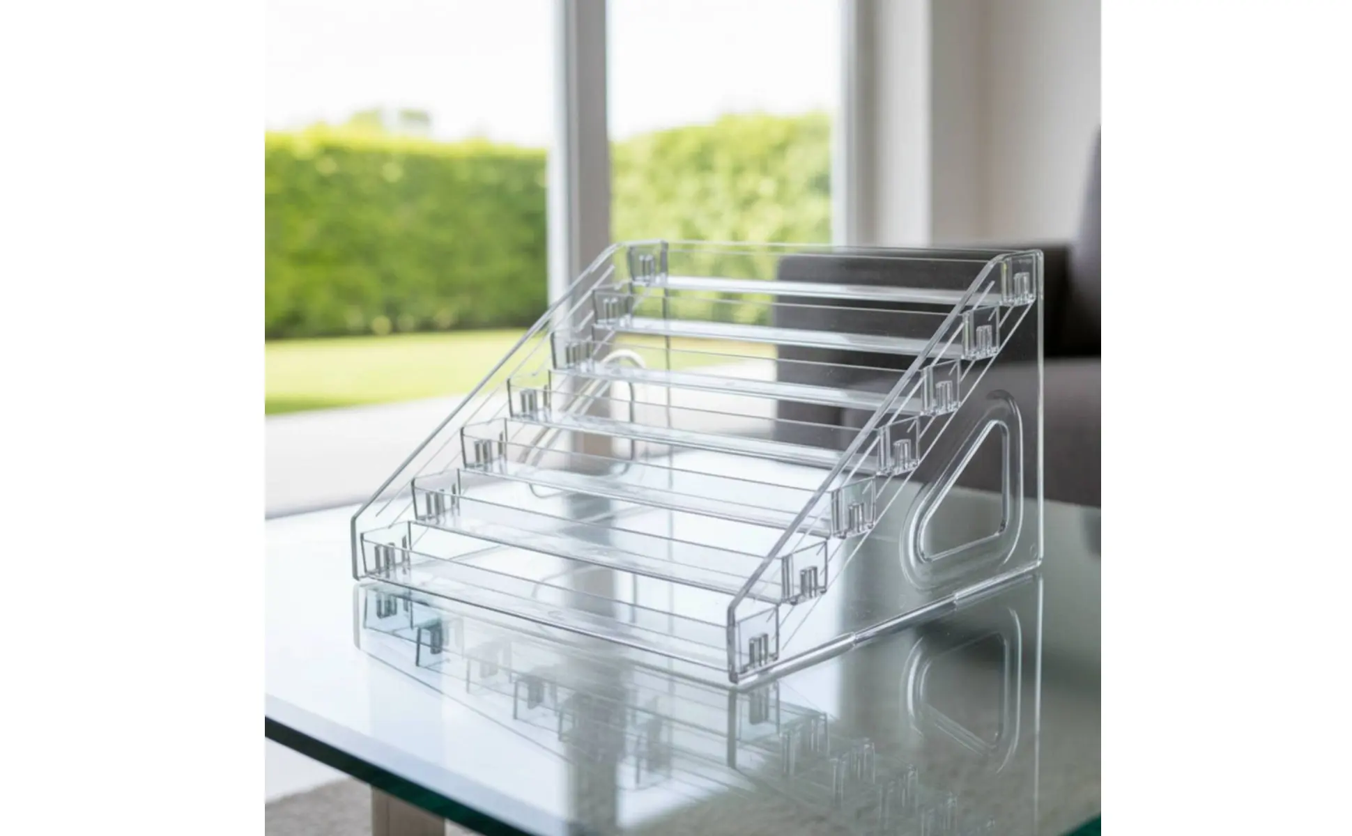 Clear Staircase Display Shelf Multi Use Tiered Figurine Display Rack Slanted Acrylic Organizer Easy to View Retail Fixture