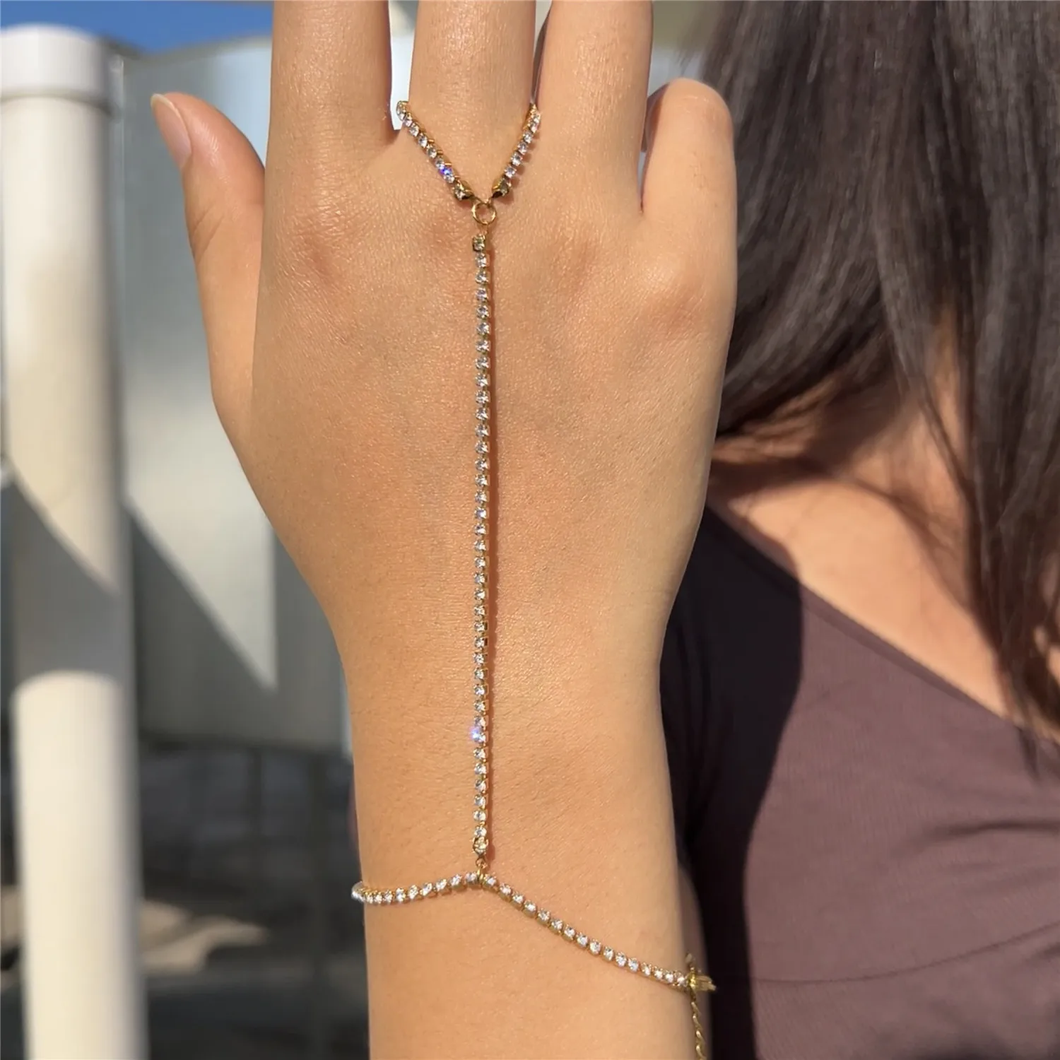 MinaMaMa Stainless Steel Wrist Chain Finger Bracelets For Women Fashion Finger Hand Chain Jewelry Gifts