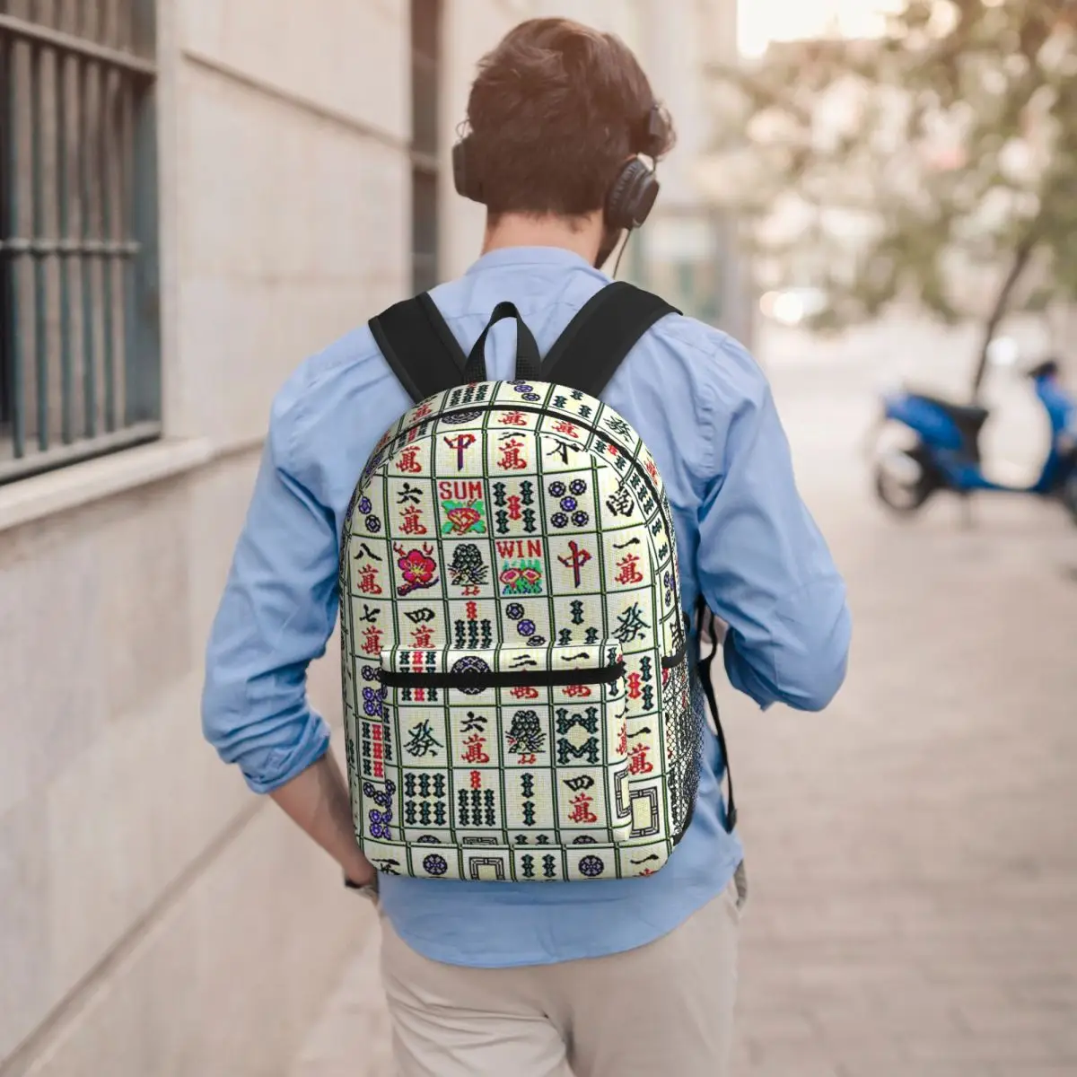 

Mahjong Backpack Boys Girls BookBag Kids School Bag Computer Shoulder Bags for Men Women