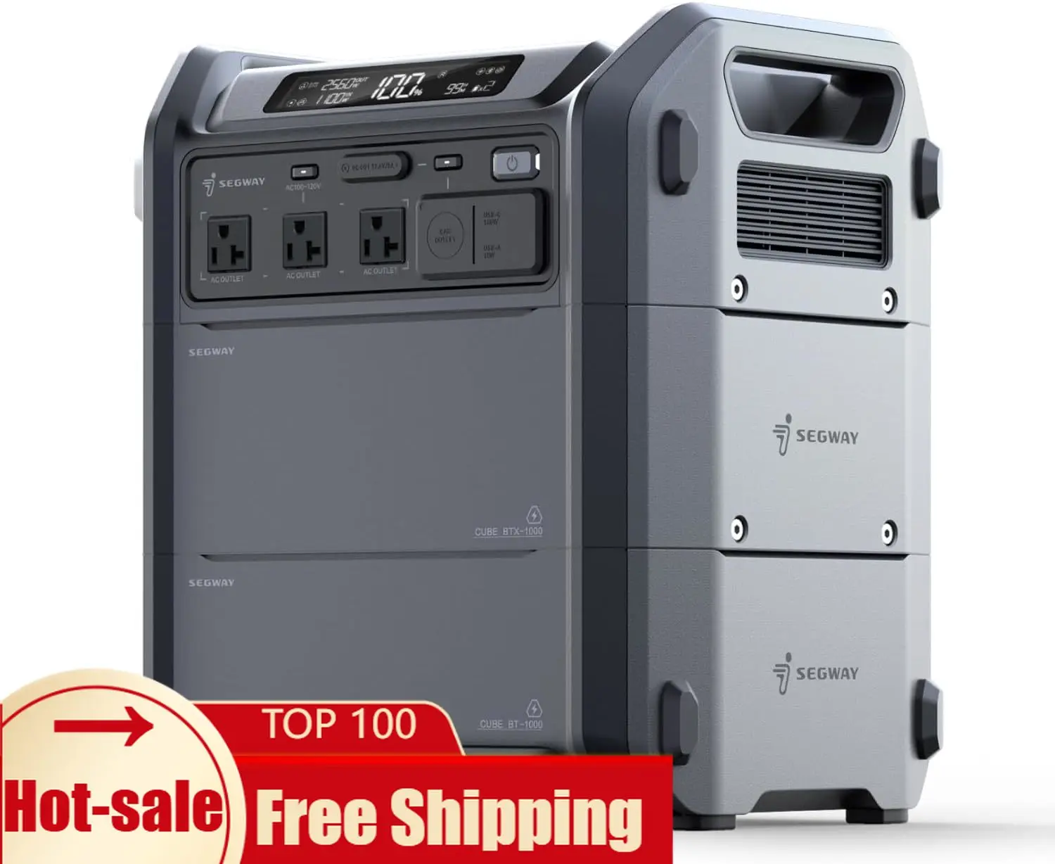 

Portable Power Station Cube 2000, 2200W AC Outlets, 2048Wh LiFePO4 Battery, Expandable Battery Capacity up to 5kWh Solar Generat