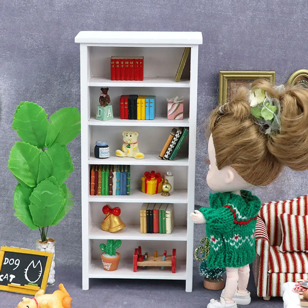 

1Pcs Wooden Miniature Bookcase Ornament Small Bookshelf Decor Mini House DIY Furniture Adornment Photo Prop Home Furnishing