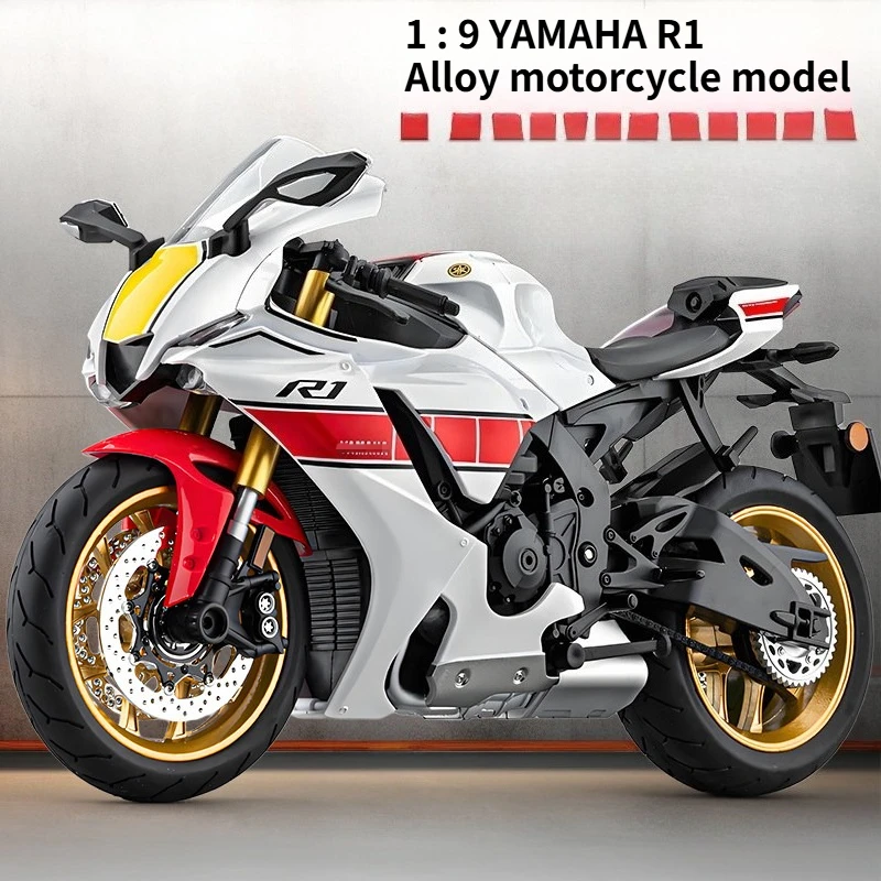 For 1/9 Yamaha YZF-R1M Motorcycle Model Toy Alloy Diecast Simulation Models Motor Cycle Collection Decoration Boys Toys Gifts