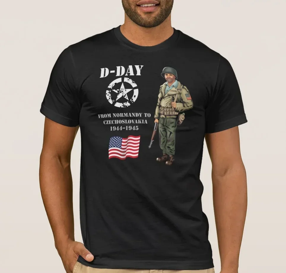 ノルマンディーから、フランス1944ピルゼンまで、チェコスロバキアd-day tシャツ綿100% oネック夏半袖カジュアルメンズtシャツ