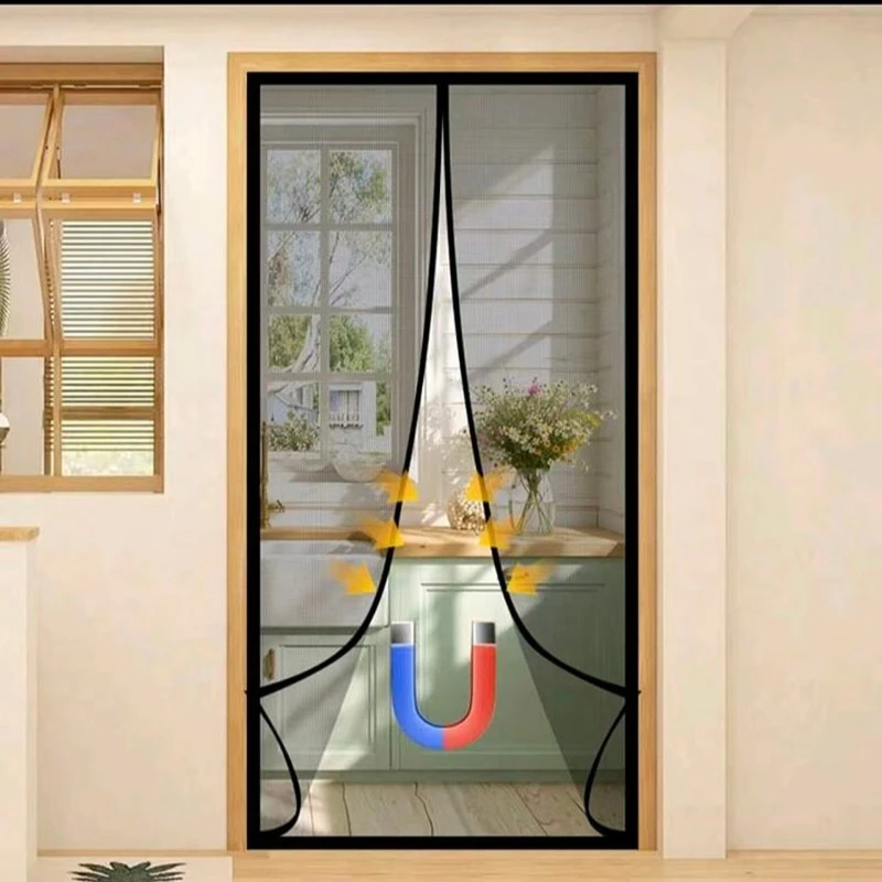 Magnetic door curtain,summer mesh,anti fly, anti mosquito，anti insect partition curtain, customizable size, no need for punching