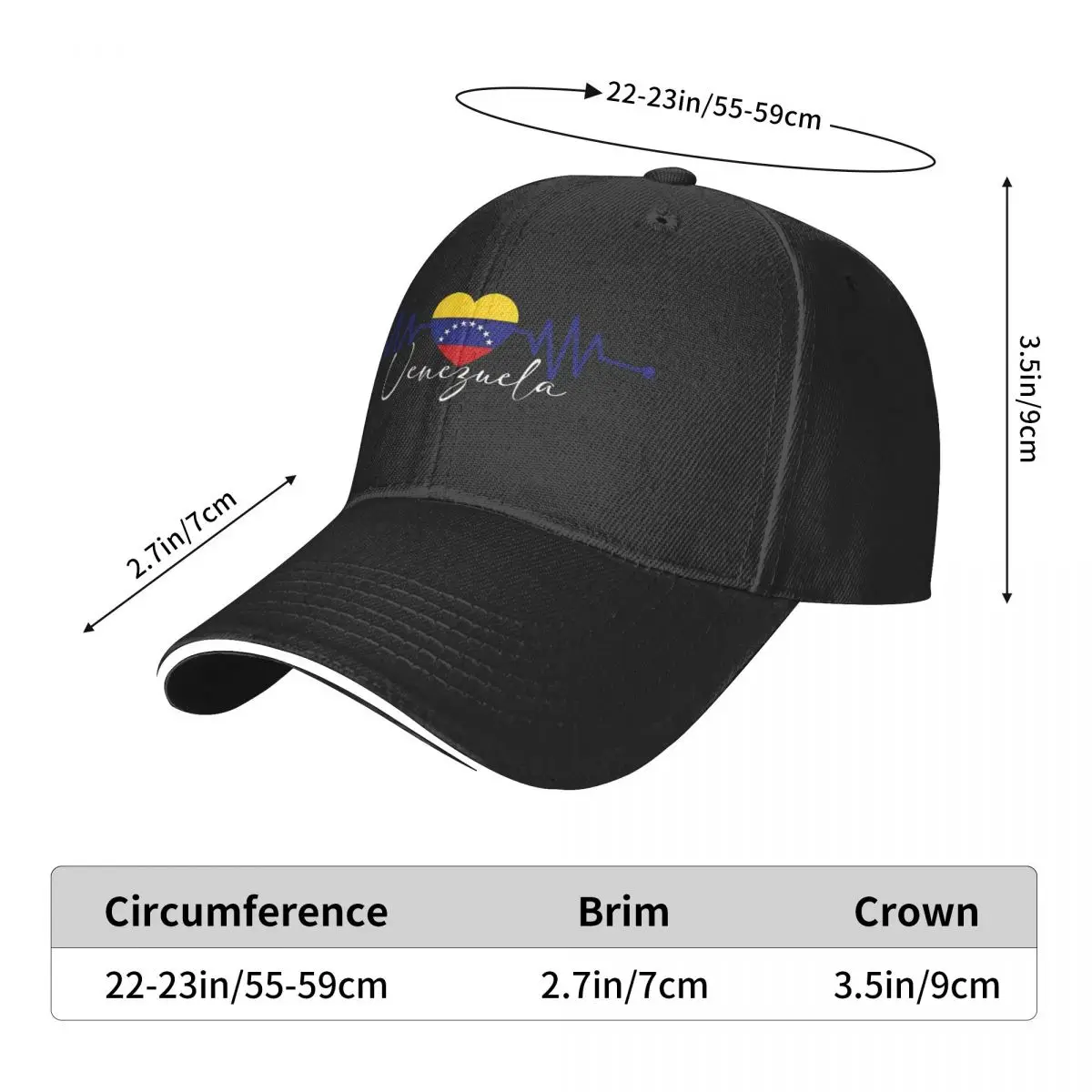 Venezuela Heritage Roots Heartbeat Venezuelan Baseball Cap Merch Retro Trucker Hat Unisex for Outdoor Travel Headwear