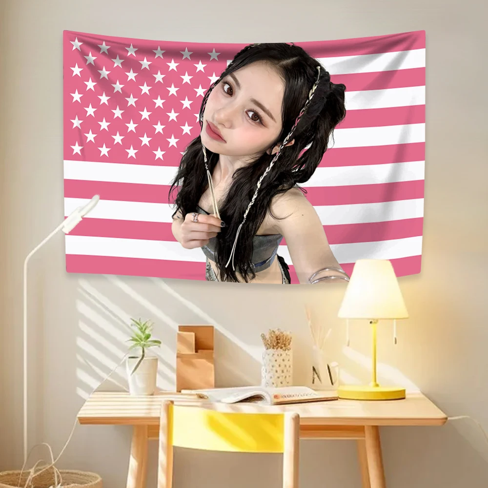 Yunjins amerikanische Flagge Tapisserie Kpop Mädchen Gruppe Idol Home Dekoration Wandbehang Schlafzimmer Wohnheim Hintergrund Konzert Banner