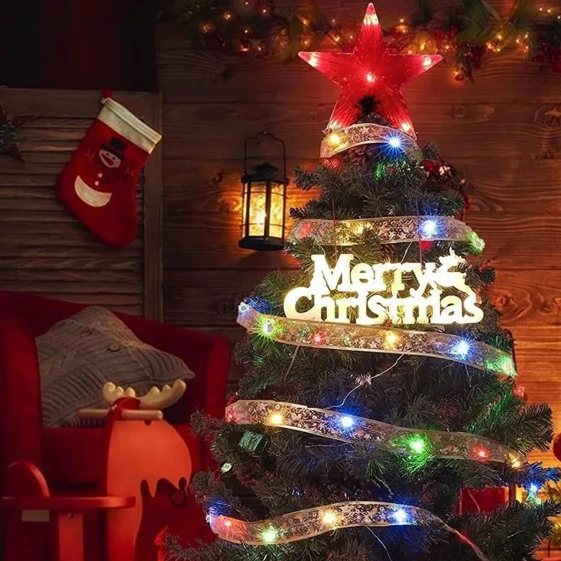 عيد الميلاد الديكور LED الشريط الجنية أضواء شجرة عيد الميلاد الحلي للمنزل 2025 DIY الانحناء ضوء سلسلة نافيداد السنة الجديدة 2025