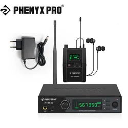 PTM-10 Monitor intrauditivo sistema inalámbrico transmisor de Audio estéreo UHF y receptor de mochila 900MHz/500MHz Metal Phenyx pro
