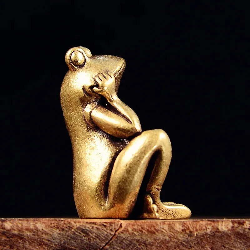 best selling brass Frog Daydream Miniatures Figurines Handmade Animal Ornaments Home Decors Living Room Desktop Decorations