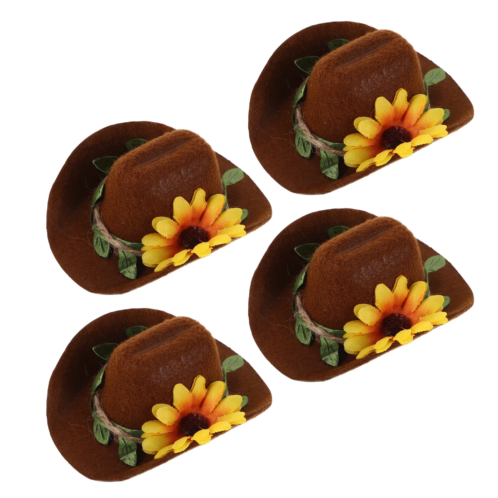 

4Pcs Small Animal Mini Cowboy Hats Adjustable Felt Headwear for Hamsters Guinea Pigs Parrots Snakes Cute Party Costume