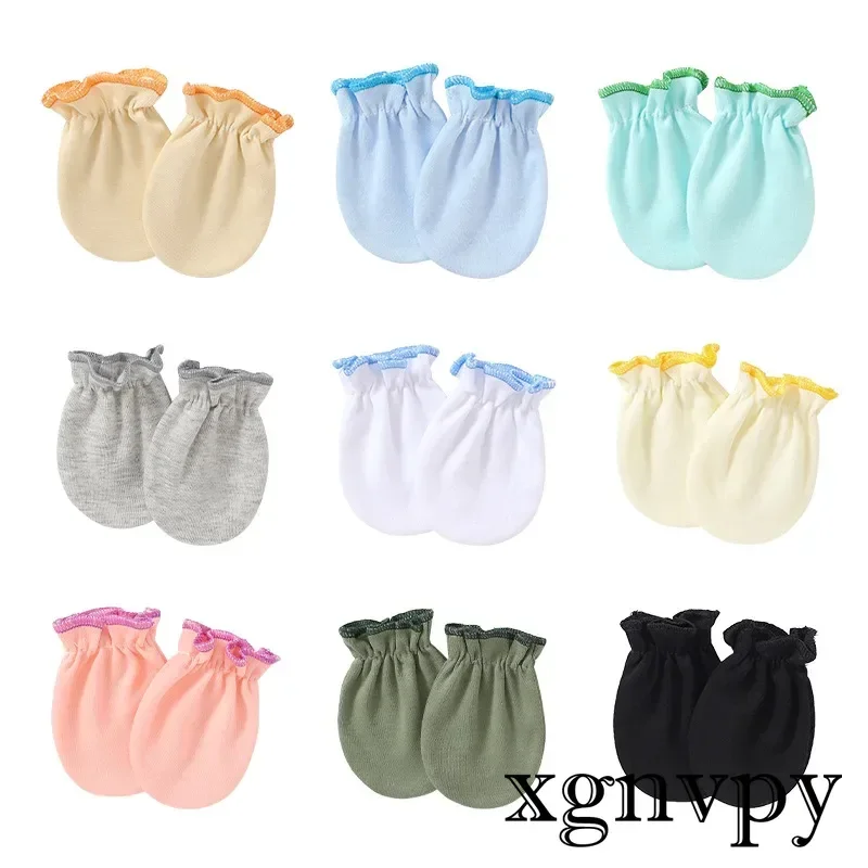 Xgnvpy Thin Cotton 0-5 Month Baby Mittens Kids Accessories Newborn Infantil Anti-Grab Glove Foot Cover Glove